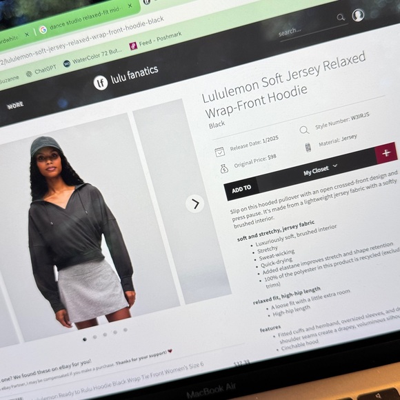 Lululemon soft jersey relaxed wrap front hoodie - Picture 3 of 10